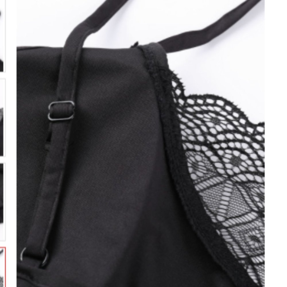 Black Lace Solid Color Plus Size Bra 4X - Picture 3 of 5